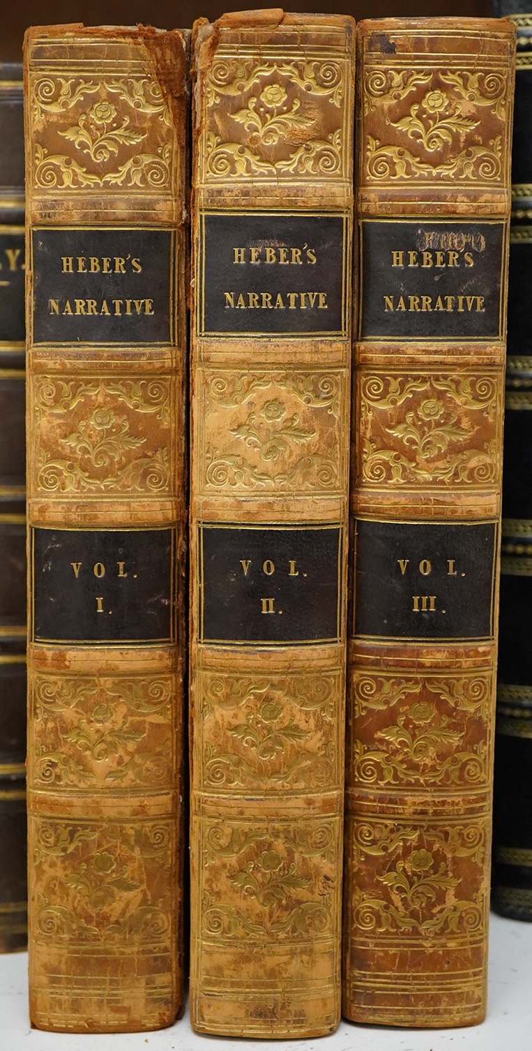 Heber, Reginald - Narrative of a Journey through the Upper Provinces of India, from Calcutta to Bombay, 1824-25 ... An Account of a Journey to Madras and the Southern Provinces ... 1826. 3rd edition, 3 vols. 27 wood engr